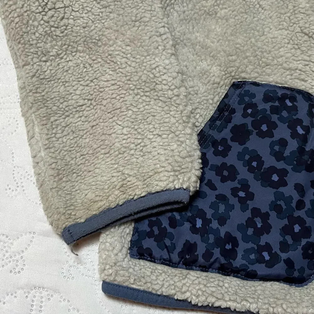 Gap Sherpa Fleece Floral Pocket Jacket Size 8/9